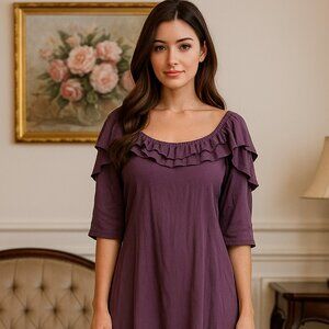 NWT Ruffled Neck Lined 3/4 Sleeve Wedding Minimalist Sexy Y2K Party Dress L $45‎